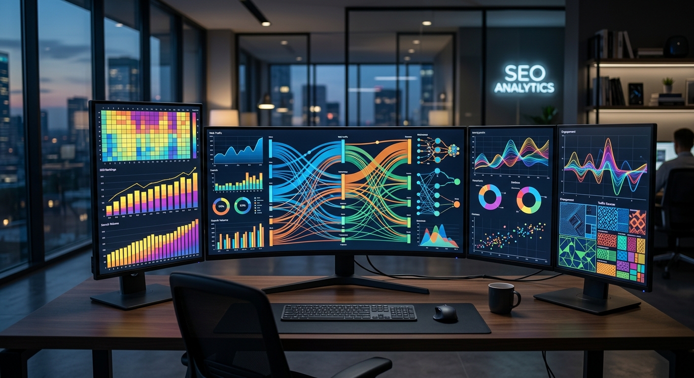 Hands on keyboard with blurred graph on screen showing traffic analysis.